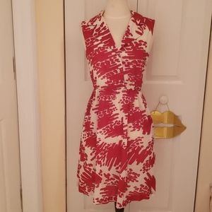 Alice + Olivia Silk Printed Sleeveless Dress Collared Button down